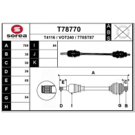 Приводной вал EAI 8T IVXT T78770 Volvo XC70 1 (295) Универсал 2.4 D5 xC AWD 163 л.с. 2002 – 2007