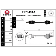 Приводной вал EAI T97049A1 2E BZTLR Kia Sportage 4 (QL) Кроссовер 2.0 CRDi AWD 185 л.с. 2015 – 2024