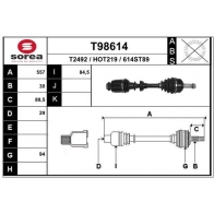 Приводной вал EAI Honda CR-V 3 (RE) Кроссовер 2.2 i DTEC 4WD (RE6) 150 л.с. 2007 – 2025 T98614 27 LN0LK