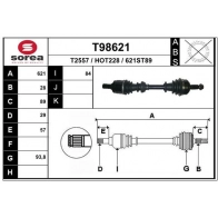 Приводной вал EAI T98621 G 9XSEAB Honda Accord 7 (CL, CN) Седан 2.2 i CTDi (CN1) 140 л.с. 2004 – 2008