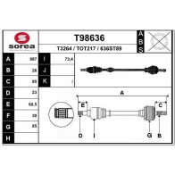 Приводной вал EAI 5A1 UW0 Toyota Yaris (XP130) 3 2010 – 2014 T98636