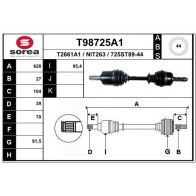 Приводной вал EAI Nissan Almera Tino BV8 T4BU T98725A1