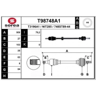 Приводной вал EAI T98748A1 46 N9XA Nissan Almera Tino