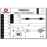 Приводной вал EAI Chrysler Voyager 4 (RG, RS) 2001 – 2007 YL X7ALF T98802A1