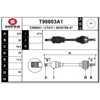 Приводной вал EAI YL OYX Chrysler Voyager 4 (RG, RS) 2001 – 2007 T98803A1