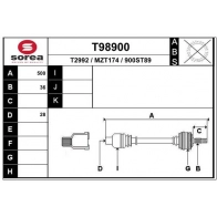 Приводной вал EAI 107 0R T98900 Mazda 3 (BK) 1 Седан 1.6 DI Turbo 109 л.с. 2004 – 2009