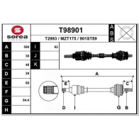 Приводной вал EAI Z PGE5F Mazda 3 (BK) 1 Седан 1.6 DI Turbo 109 л.с. 2004 – 2009 T98901