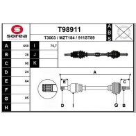 Приводной вал EAI Mazda 3 (BK) 1 2003 – 2008 T98911 VWR3 X