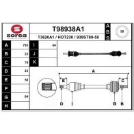 Приводной вал EAI T98938A1 G6A DK Honda CR-V 1 (RD1, 3) 1995 – 2001