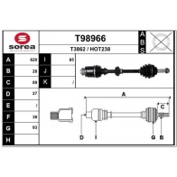 Приводной вал EAI T98966 Honda CR-V 2 (RD) Кроссовер 2.0 (RD4) 150 л.с. 2001 – 2007 6 ZSGT7C