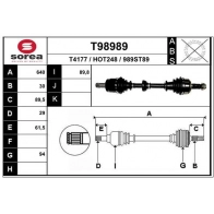 Приводной вал EAI XCT9 BD Honda CR-V 3 (RE) Кроссовер 2.2 i DTEC 4WD (RE6) 150 л.с. 2007 – 2025 T98989