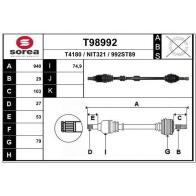 Приводной вал EAI 8 ORINF T98992 Nissan Juke