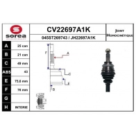 Шрус граната EAI CV22697A1K XCVQU 33 Opel Agila (A) 1 Хэтчбек 1.3 CDTI (F68) 70 л.с. 2003 – 2007
