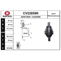 Шрус граната EAI CV22859K BY493W O Volvo S80 2 (124) Седан 2.4 D 163 л.с. 2006 – 2024