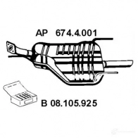 Задний глушитель EBERSPACHER 6744001 0UYF PW Opel Astra (G) 2 Хэтчбек 1.6 (F08. F48) 103 л.с. 2002 – 2009 4030813136081