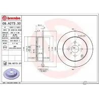 Тормозной диск BREMBO 789689 GUSFZ9 1 08.A273.30 QWSBF4G - Изображение 2