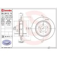 Тормозной диск BREMBO 08.B412.10 789837 5 L4ZZ0 K9EF72Z - Изображение 2