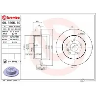 Тормозной диск BREMBO 789848 4 VF7L8 08.B566.10 V8UAXY1 - Изображение 2