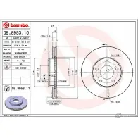 Тормозной диск BREMBO PT0W2E 09.8953.10 BTK5L HY 790786 - Изображение 2