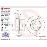 Тормозной диск BREMBO OI 0ID 09.A736.10 NFC6G99 791413 - Изображение 2
