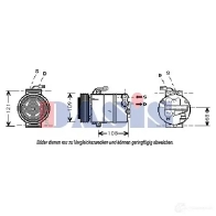 Компрессор кондиционера AKS DASIS Opel Omega (B) 2 Универсал 2.2 DTI 16V (F35) 120 л.с. 2000 – 2003 4044455361565 851028n SY Q7I