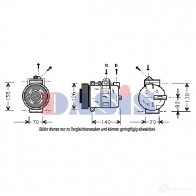 Компрессор кондиционера AKS DASIS 4044455355458 Fiat Tempra (159) 2 Универсал 1.9 TD (159.AQ) 80 л.с. 1992 – 1993 HCI3 O 853040n