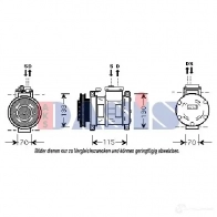 Компрессор кондиционера AKS DASIS 4044455362463 Chrysler Voyager 3 (GS) 1995 – 2000 I OYFJIU 851008n