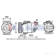 Компрессор кондиционера AKS DASIS 4044455554493 Nissan Qashqai (J10) 1 Кроссовер 1.6 114 л.с. 2007 – 2013 852733n WX7DX 5