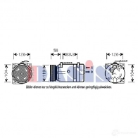 Компрессор кондиционера AKS DASIS 4044455361404 T4I6B T Renault Megane (BA) 1 Хэтчбек 1.6 e (BA0F. BA0S) 90 л.с. 1996 – 1999 850829n