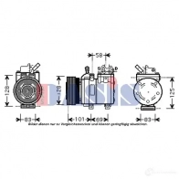Компрессор кондиционера AKS DASIS Hyundai Matrix (FC) 1 Минивэн 1.5 CRDi 82 л.с. 2001 – 2010 L V9OX 851616n 4044455452461