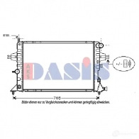 Радиатор охлаждения двигателя AKS DASIS 150046n UFH 6YC Opel Astra (G) 2 Седан 2.0 DI (F69) 82 л.с. 1998 – 2005 4044455201885