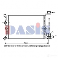 Радиатор охлаждения двигателя AKS DASIS 060450n J5 Y972 Citroen Xantia 1 (X1, X2) Хэтчбек 1.9 D 68 л.с. 1994 – 1998 4044455172499