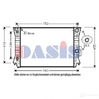 Радиатор охлаждения двигателя AKS DASIS 480027n Volkswagen Passat (B5) 3 Седан 4.0 W8 4motion 275 л.с. 2001 – 2004 9XQ88 1 4044455109570