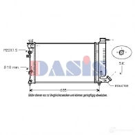 Радиатор охлаждения двигателя AKS DASIS 060018n Peugeot 306 1 (7B, N3, N5) Седан 1.9 SRDT 90 л.с. 1994 – 2001 6TPI8B M 4044455202493