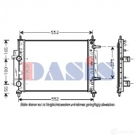 Радиатор охлаждения двигателя AKS DASIS 4044455203285 080054n M 4G4LFV Fiat Marea (185) 1 Седан 1.6 100 16V Bipower 103 л.с. 1999 – 2002