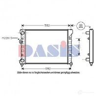 Радиатор охлаждения двигателя AKS DASIS 2N53 L5I 041970n Seat Ibiza (6K1) 2 Хэтчбек 1.4 i 16V 101 л.с. 1997 – 2002 4044455197225