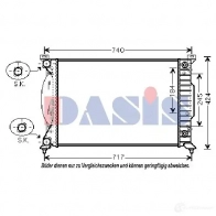 Радиатор охлаждения двигателя AKS DASIS 480067n 9WH 84FB Audi A4 (B7) 3 Универсал 2.0 Tfsi 170 л.с. 2006 – 2008 4044455446873