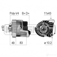 Генератор ERA 210086A H1W 7Y Fiat Albea