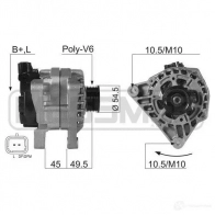 Генератор ERA Citroen Berlingo 1 (M49, MB) Фургон 1.6 16V (MBNFU) 109 л.с. 2000 – 2008 3 OKLL5 210054A