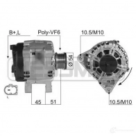 Генератор ERA 210436A M B924M5 Ford Fiesta 6 (CB1, CCN) Хэтчбек 1.4 TDCi 68 л.с. 2009 – 2024