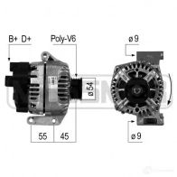 Генератор ERA 210521 DG N06P Fiat Panda (169) 2 Хэтчбек 1.2 Natural Power 60 л.с. 2007 – 2011