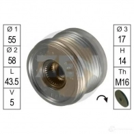 Обгонная муфта генератора ERA 219068 54 68 ZN5468 Renault Kangoo (FC) 1 Фургон 1.5 dCi (FC07. FC1R) 65 л.с. 2001 – 2025