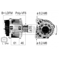 Генератор ERA 8IPN5Y 4 Renault Logan 1 (LS, KS) 2004 – 2012 210816R
