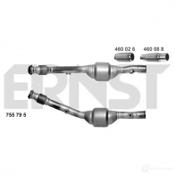 Катализатор ERNST 4007463755795 KLUFU X5 Peugeot 406 1 (8B) Седан 2.0 16V 136 л.с. 2000 – 2004 755795