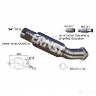 Выхлопная труба глушителя ERNST 4007463341585 341585 E 2EISM Ford Tourneo Connect 1 (C170) Минивэн 1.8 TDCi 90 л.с. 2002 – 2013