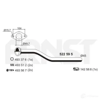 Выхлопная труба глушителя ERNST 4007463522595 Renault Clio (KR) 3 Универсал 1.5 dCi (KR0F) 86 л.с. 2008 – 2024 54 DJ8 522595