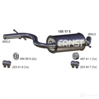 Резонатор ERNST 4007463155175 S GS3JJ Seat Altea (5P1) 1 Минивэн 2.0 FSI 150 л.с. 2004 – 2009 155175