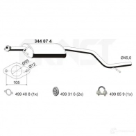 Резонатор ERNST 4007463344074 U3 A2G 344074 Ford Mondeo 3 (GE, BWY) Универсал 1.8 16V 125 л.с. 2000 – 2007