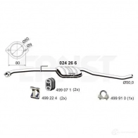 Резонатор ERNST D37Z BG2 Opel Omega (B) 2 Универсал 2.0 (F35) 116 л.с. 1994 – 1999 4007463024266 024266