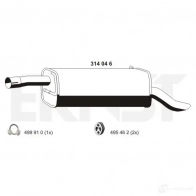 Задний глушитель ERNST 314046 4007463314046 Ford Fusion 1 (CBK, JU) Хэтчбек 1.6 TDCi 90 л.с. 2004 – 2012 I2WB S